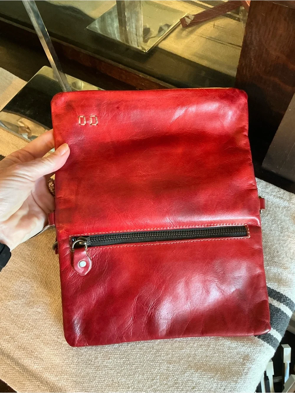 NWT Bed Stu Leather Cadence Wallet Wristlet Crossbody Bag Red Rustic MSRP $175